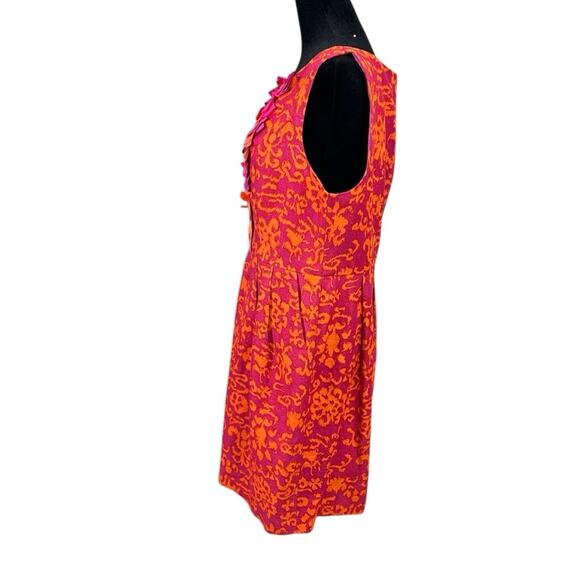 Nanette Lepore Embellished Pink Orange Linen & Silk  Dress Pockets Spring Summer - Picture 4 of 12
